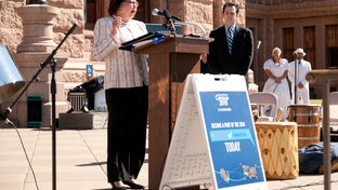 Texas Secretary of State Hope Andrade announcing the launch of the 2010 census in Texas