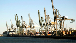 Shipping container cranes in the Port of Houston