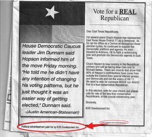 The KDR Development Inc. advertisement that ran in the Panola Watchman