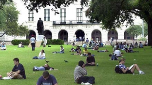 Students on the University of Texas at Austin campus.