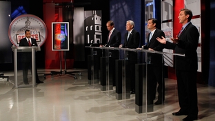 The four major Republican contenders for the U.S. Senate — David Dewhurst, Tom Leppert, Ted Cruz and Craig James — debated in Dallas on April 13, 2012.