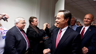 House Speaker Joe Straus entering a GOP House caucus meeting on January 10, 2011.
