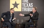 Paul Sadler, right,  Democratic candidate for the U.S. Senate seat being vacated by Kay Bailey Hutchison, speaks to editor Evan Smith at TribLive on March 22, 2012.