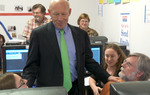 Video of the Democratic gubernatorial nominee — confident as Nov. 2 approaches — visiting his Austin campaign headquarters.