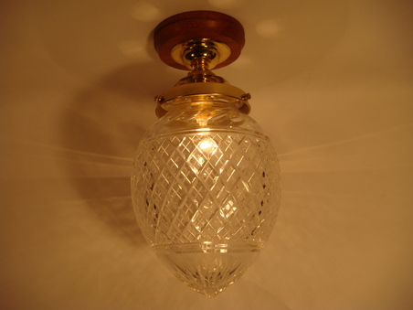 Large Cut Glass Acorn Bc Flush Ceiling Light