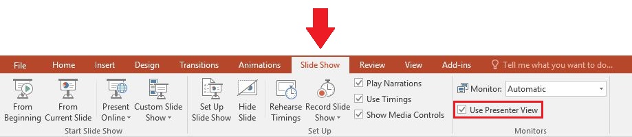 disable presenter view in powerpoint for mac 2016