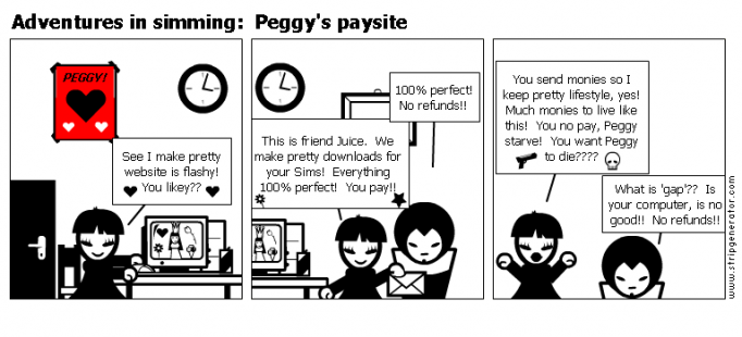 Adventures in simming:  Peggy's paysite
