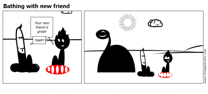 Bathing with new friend