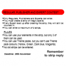 Regular, Publisher and Expert contest
