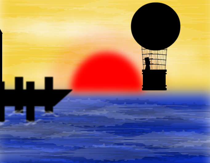 Flight at sunset