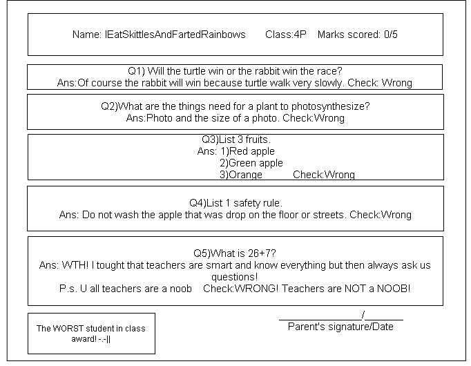 A noob student answer all exam questions!-.-||