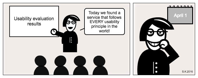 UX cartoon: April fools