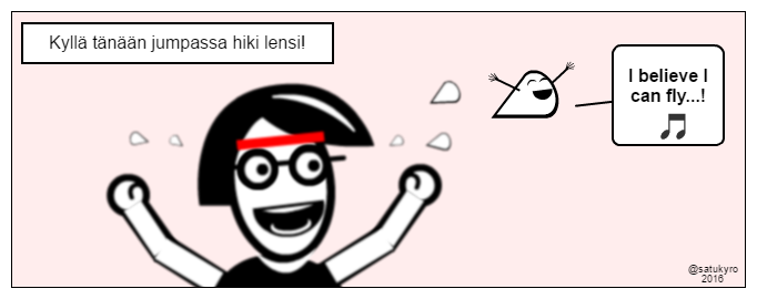 Freetime cartoon: Hiki lentää / "Sweat fly"