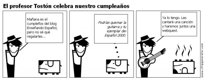 El profesor Toston celebra nuestro cumpleanos