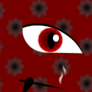 Silhouette on red