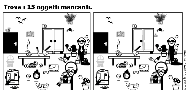 Trova i 15 oggetti mancanti.