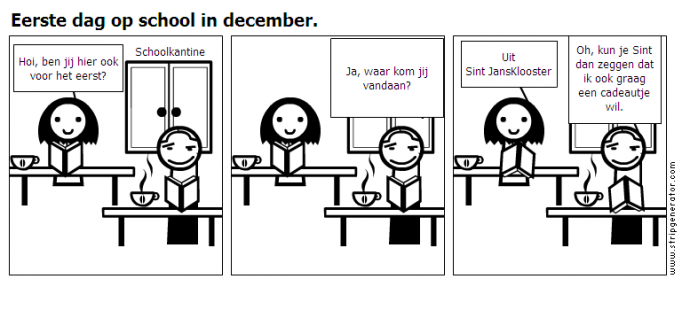 Eerste dag op school in december.