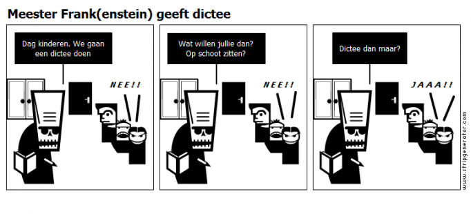 Meester Frank(enstein) geeft dictee