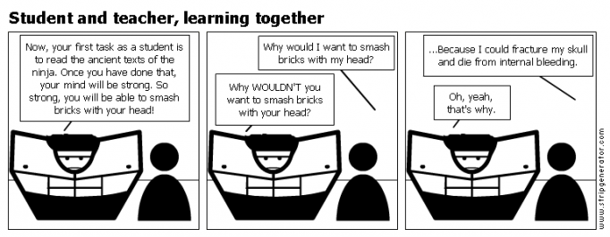 Student and teacher, learning together