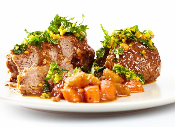 Grilled Flank Steak and Red Onion with Orange Gremolata