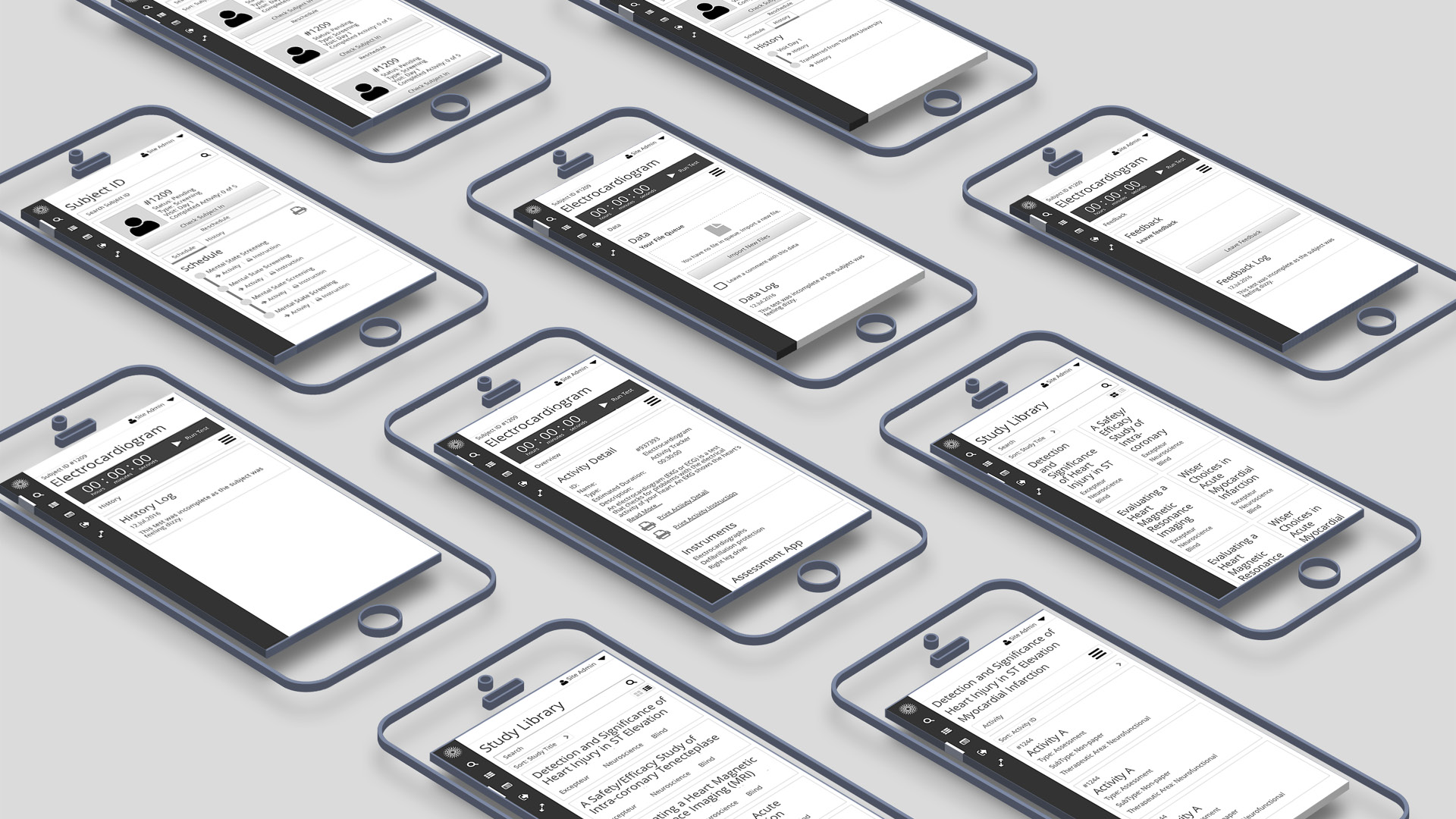 Sunrise: Clinical research app wireframe
