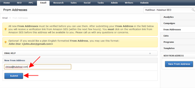 HubShout Email From Addresses