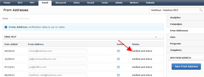 HubShout Email From Addresses
