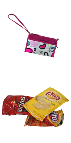 Product image for Reverse Printed Wrapper Hearts Wristlet