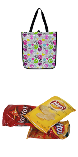 Product image for Reverse Printed Wrapper  Peace Signs Tote