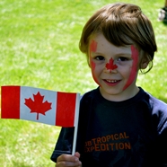 Canada flag face paint kid