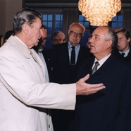 Ronald Reagan and Mikhail Gorbachev 
