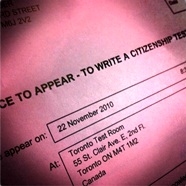 Notice to Appear to write a citizenship test