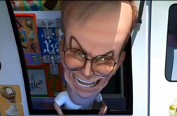 Consumer Watchdog is running this video on a Jumbotron in Times Square, depicting Google CEO Eric Schmidt as an ice-cream vendor who tells kids,
"Hold still while we collect some of your secrets." The ad is a criticism of Google privacy practices.
