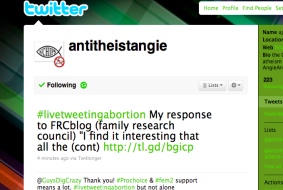 Angie the Anti-Theist Tweets her Abortion