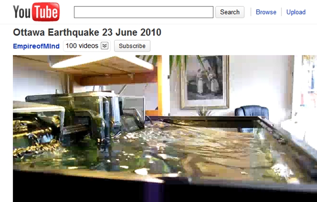 Earthquake footage on YouTube