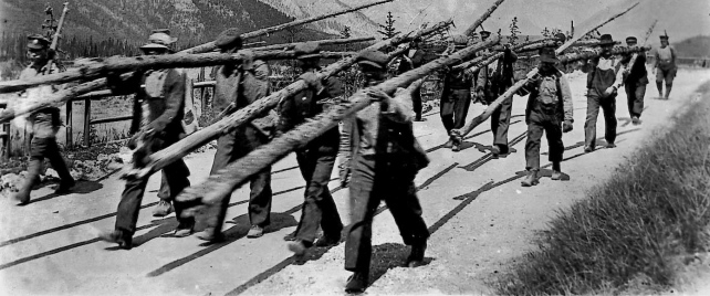 Internees working