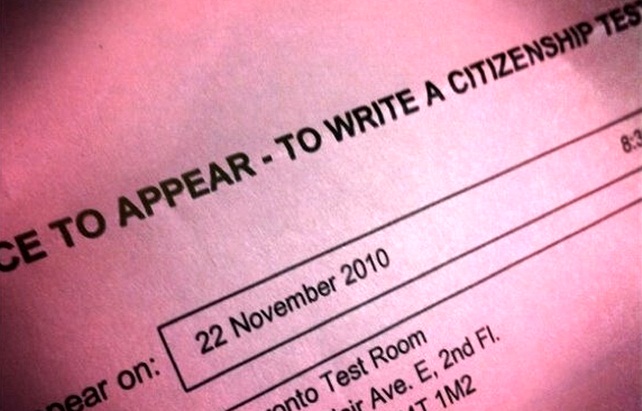 Notice to Appear to write a citizenship test
