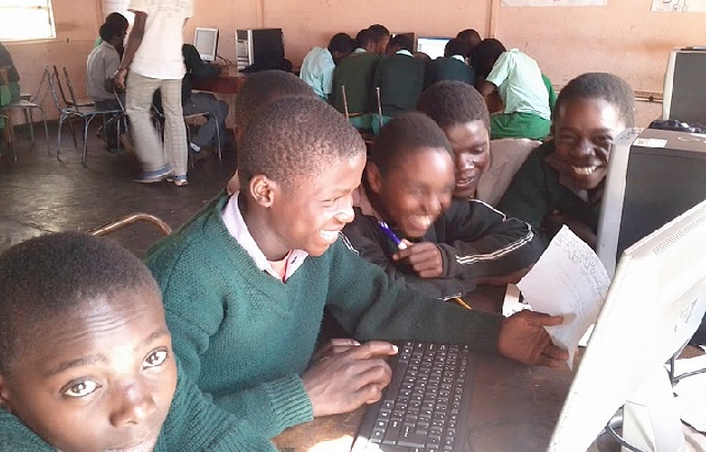 Children learning through technology.