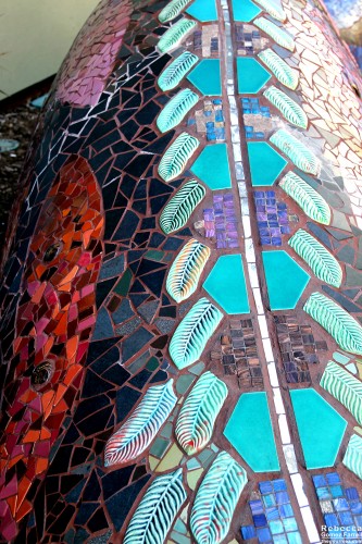 Up close on the snake’s back.