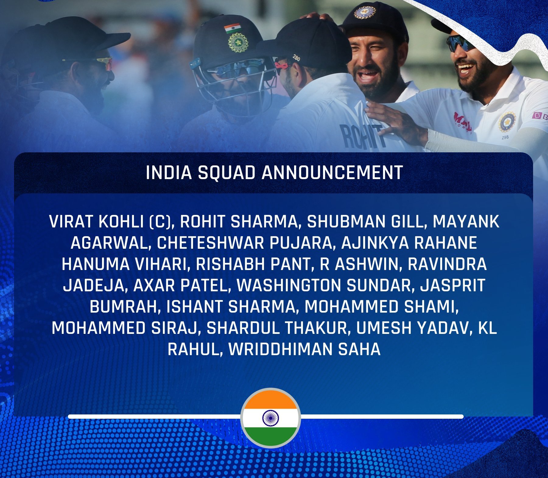 Jadeja and Bumrah return in India squad for WTC final