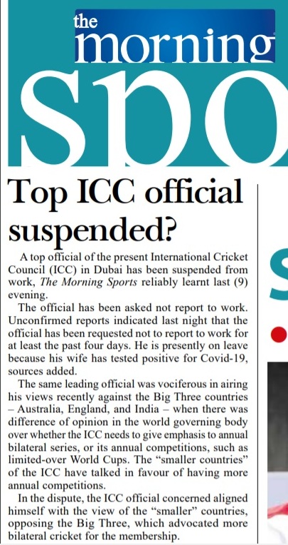 Foreign News in Brief: Manu Sawhney leaves ICC