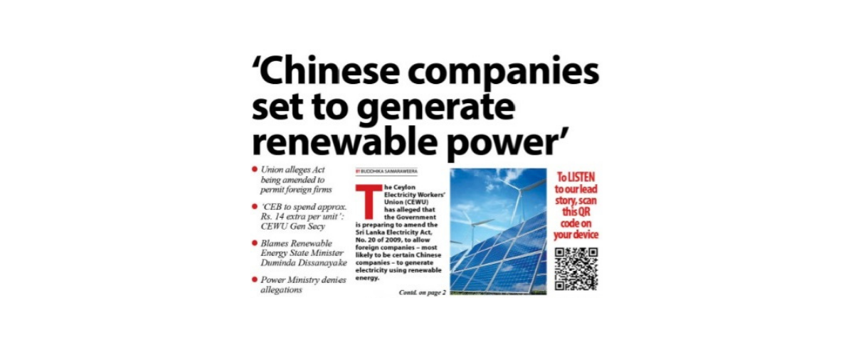 ‘Chinese companies to generate renewable power’