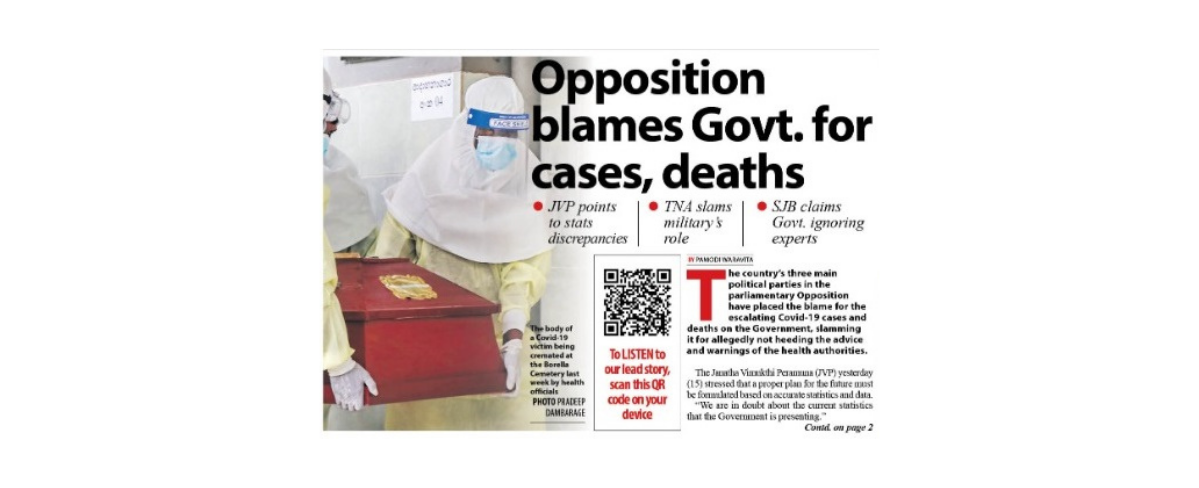 Opposition blames Govt. for cases, deaths