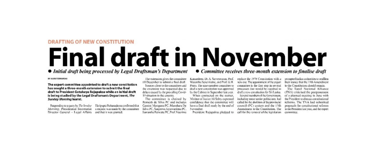Drafting of new constitution: Final draft in November