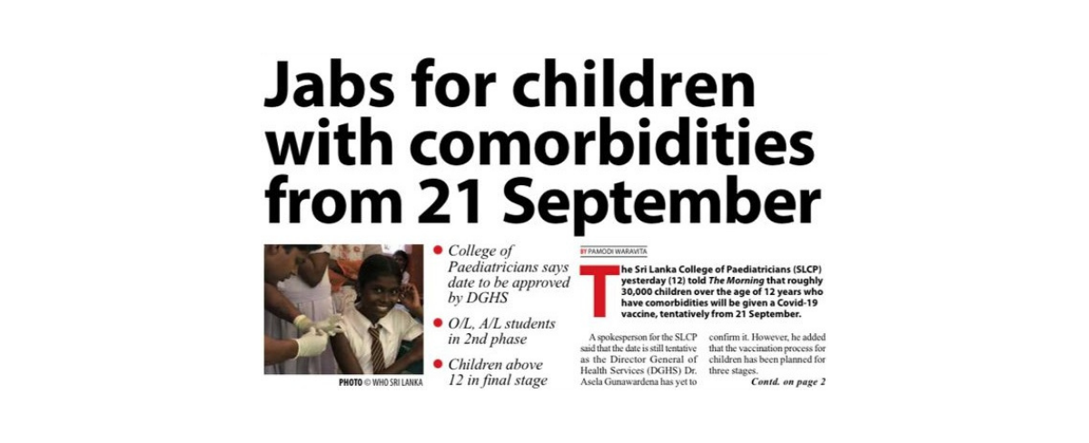 Jabs for children with comorbidities from 21 September