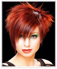 Woman with short red hair