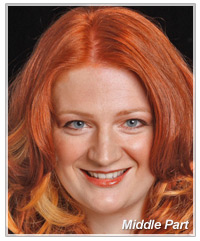 Model with red hair and middle part