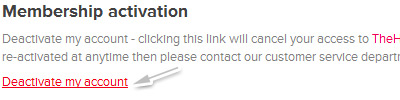 Deactivate my account link