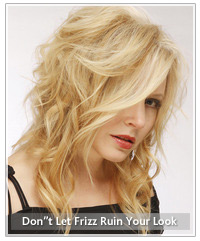 Model with blonde frizzy hair