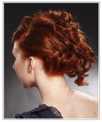 Model with upstyle and plait through back